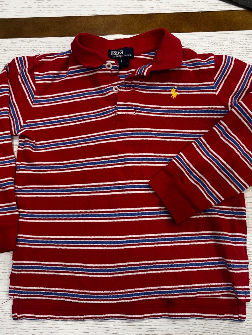 Polo Ralph Lauren Red & Blue Striped Rugby Shirt – Size 6